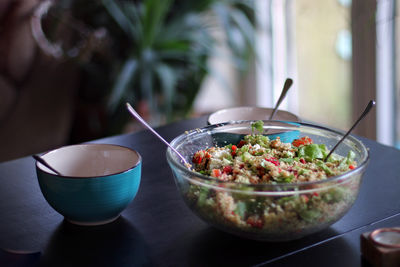 Close-up of food in bowl on table