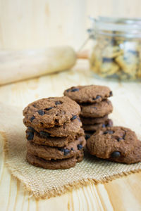 Close-up of cookies on table