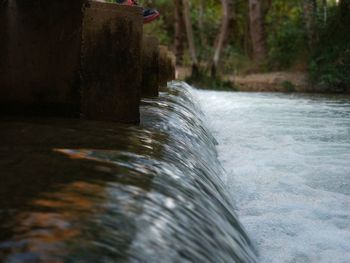 Blurred motion of waterfall in forest