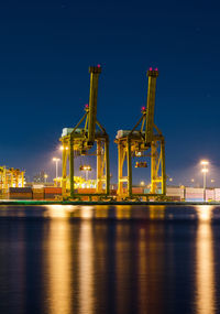 Illuminated commercial dock at night