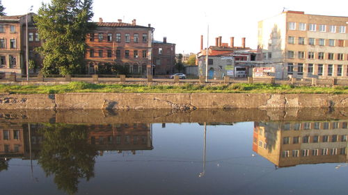 Reflection of buildings in water