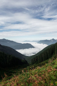 Scenic view of mountains against sky