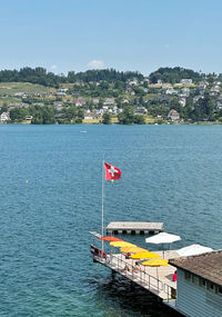 View on a blue lake on a sunny day