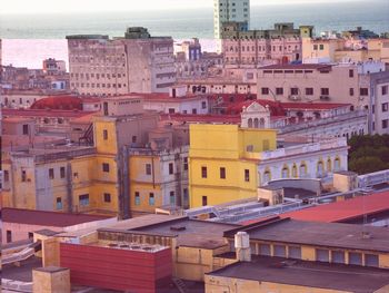 High angle view of townscape against sky