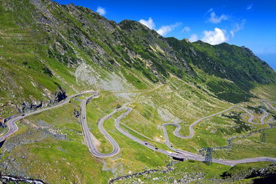 High angle view of transfagarasan road on mountain