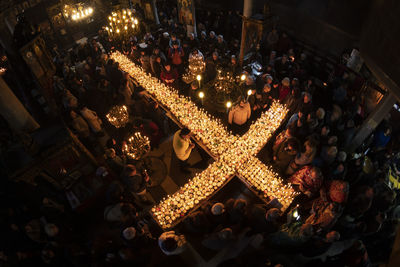 High angle view of christmas decoration in shop