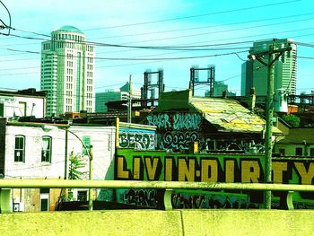 Construction site against buildings