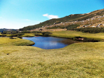 Scenic view of lake against sky