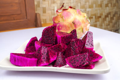 Close-up of dessert in plate