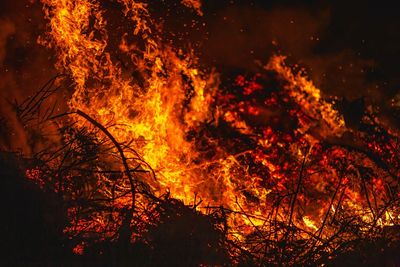 View of bonfire at night