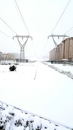 View of snow covered landscape against clear sky