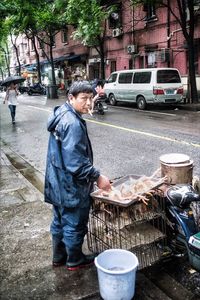 Man on street in city