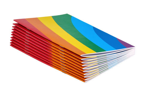 Low angle view of colorful umbrellas against white background