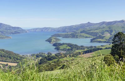 Idyllic landscape around akaroa