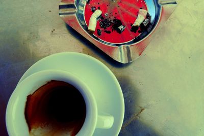 Coffee cup on table