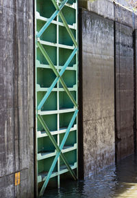 Close-up of built structure in sea