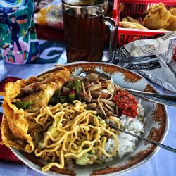 Close-up of food served in plate