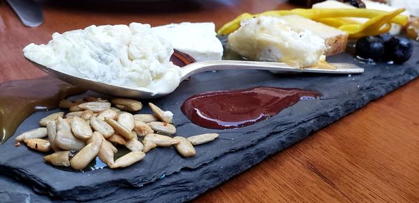 Close-up of food on table