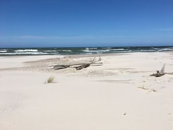 Scenic view of beach against clear sky