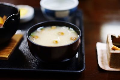 Close-up of food on table