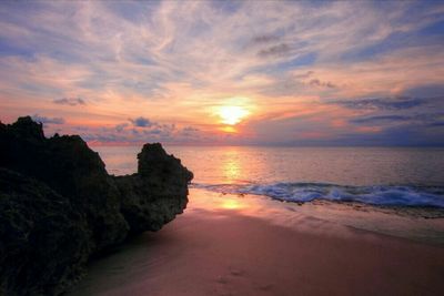 Scenic view of sea at sunset