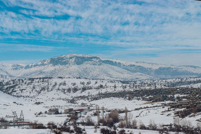 Mountain view photo taken in snowy weather