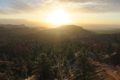 Scenic view of landscape against sky during sunset