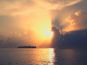 Scenic view of sea against sky during sunset