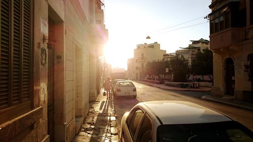 City street at sunset