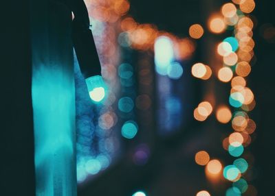 Defocused image of illuminated lights at night