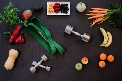 High angle view of chopped vegetables on cutting board