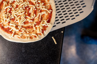 High angle view of food on table