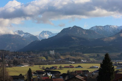 Scenic view of mountains against sky