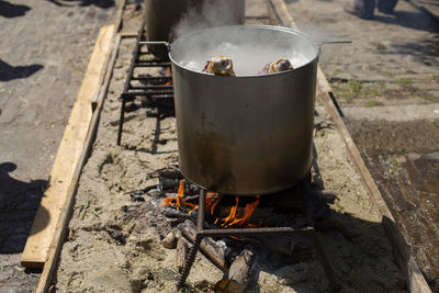 Shoulder of pork is boiling