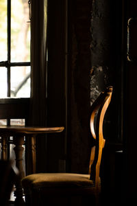 Close-up of empty seats in building