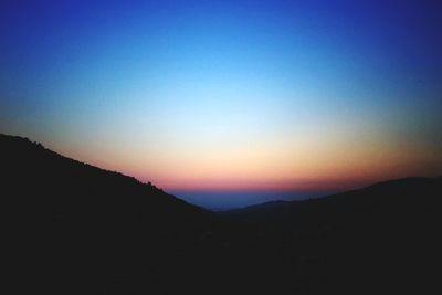 Scenic view of mountains at sunset