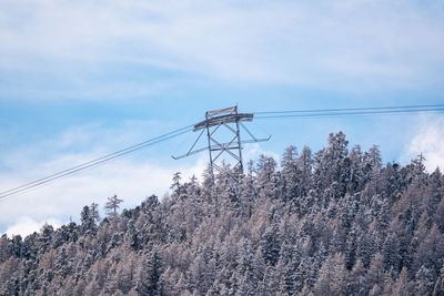 Low angle view of electricity pylon against sky