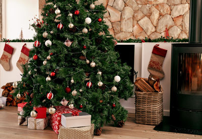 Christmas decorations on table