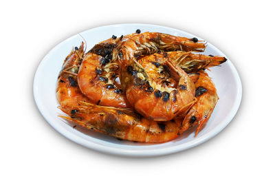 High angle view of food in plate on table