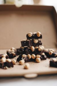 Close-up of coffee beans on table