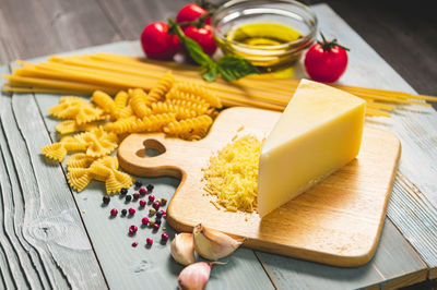 High angle view of food on table