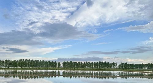 Scenic view of lake against sky