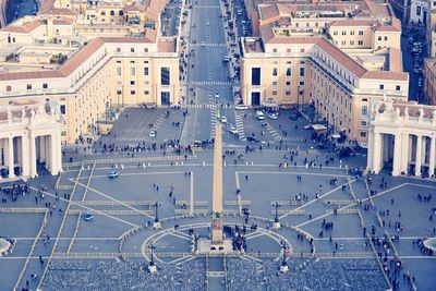 High angle view of obelisk at st peter square in city