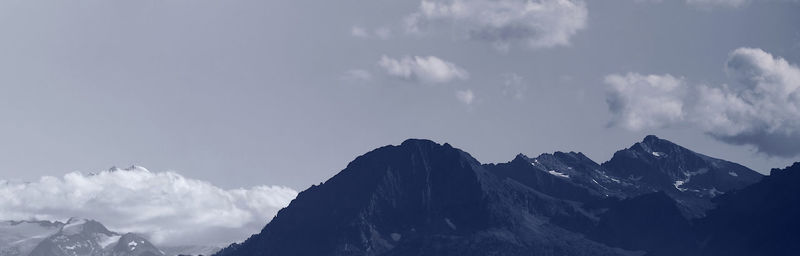 Panoramic view of snowcapped mountains against sky