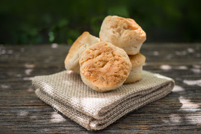Close-up of cookies on cutting board