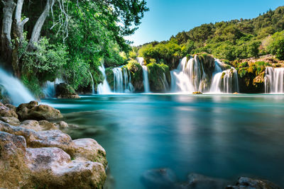 Scenic view of waterfall