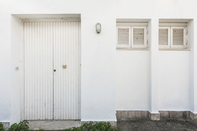 Closed door of building