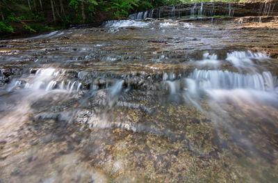 Surface level of stream flowing in forest
