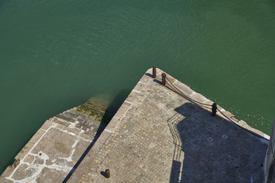 High angle view of boat in lake