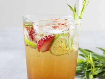 Close-up of drink on glass